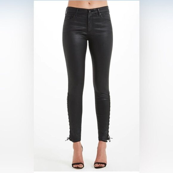 A.G. Adriano Goldshmied Farrah Black skinny Ankle Side Lace leather Jeans 28 R - Picture 15 of 16